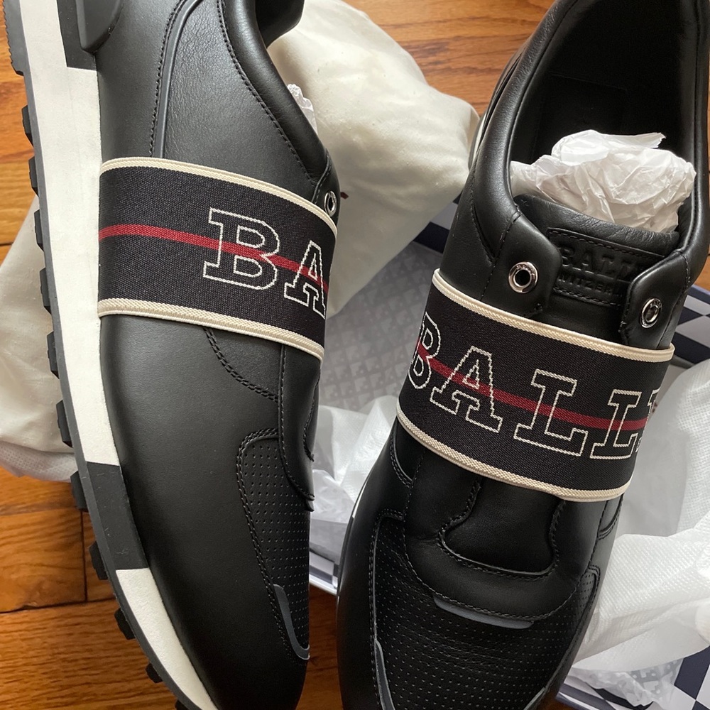 Bally Gabryel 00 Black Leather Sneakers size US 14, EU 13